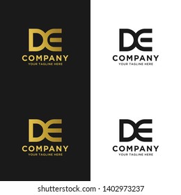 DE initial letter elegant logo template in gold color, vector file .eps 10, text and color is easy to edit