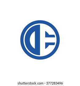 DE initial letters circle business logo blue