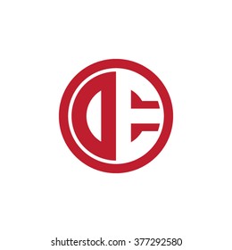 DE initial letters circle business logo red