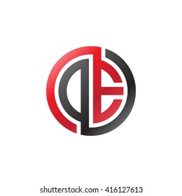 DE initial letters linked circle logo black red