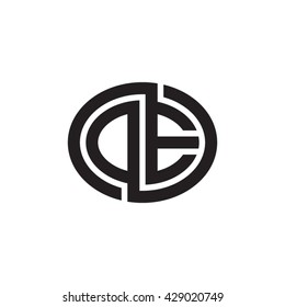 DE initial letters looping linked ellipse monogram logo