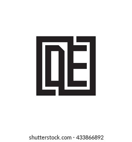 DE initial letters looping linked square monogram logo