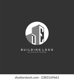 DE initial monogram building logo for real estate with creative circle style design