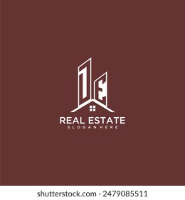 DE initial monogram building and roof logo for real estate