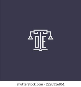 DE initial monogram for lawfirm logo with scales vector image