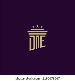 DE initial monogram logo design for lawfirm lawyers with pillar vector image