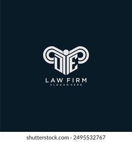 DE initial monogram logo lawfirm with pillar design