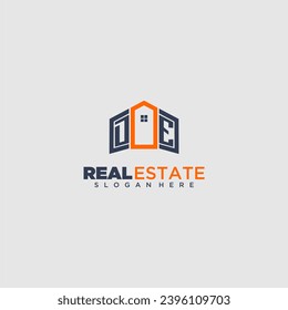 DE initial monogram logo for real estate design