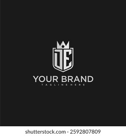 DE initial monogram shield and crown vector image