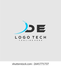 DE initial monogram for technology logo design