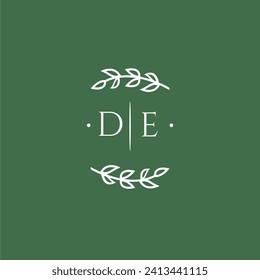 DE initial monogram wedding with creative design