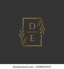 DE initial monogram wedding with creative square line