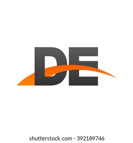 DE initial overlapping swoosh letter logo black orange