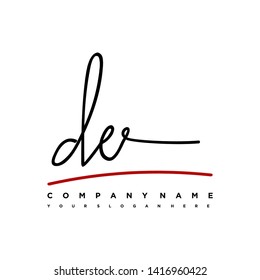 DE initial signature logo. handwriting logo template vector,
