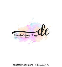 DE initial signature logo. handwriting logo template vector,