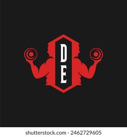 DE initials fitness sport gym logo design vector