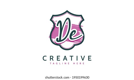 DE Initials, handwriting logo vector