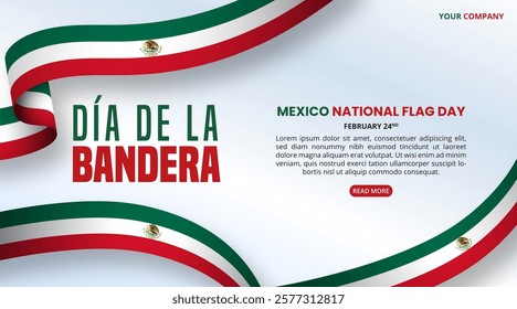 Día De La Bandera or Mexico Flag Day background with waving flags