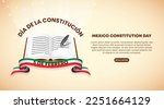 Día de la constitución de México or Mexican constitution day background with the written Mexican constitution of 1917 and light sparkle