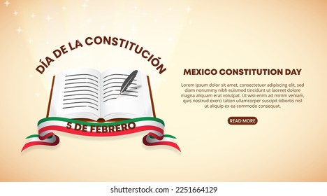 Día de la constitución de México or Mexican constitution day background with the written Mexican constitution of 1917 and light sparkle