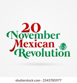 Día de la Revolución Mexicana cartaz ilustração vetorial. Símbolo do México do Dia da Revolução. Bandeira Grunge do México ícone vetor em um fundo branco. Elemento de design de bandeira mexicana Paintbrush. 20 de novembro