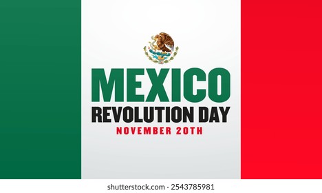 Día de la Revolución Mexicana cartaz ilustração vetorial. Símbolo do México do Dia da Revolução. Bandeira Grunge do México ícone vetor em um fundo branco. Elemento de design de bandeira mexicana Paintbrush. 20 de novembro