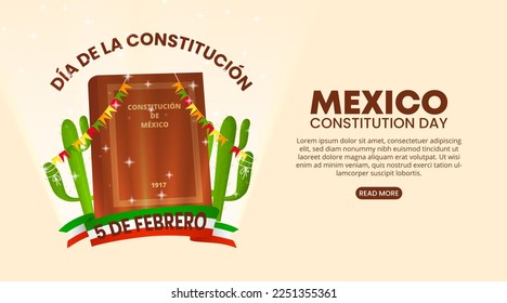 Día de la constitución de México oder Mexikos Verfassung Tageshintergrund mit der mexikanischen Verfassung von 1917 und Schal