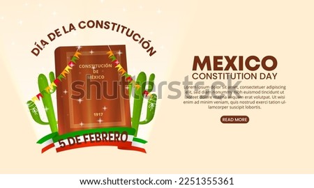 Día de la constitución de México or Mexico constitution day background with the Mexican constitution of 1917 and scarf