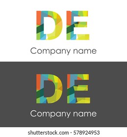 DE letter abstract mosaic shape icon colorful