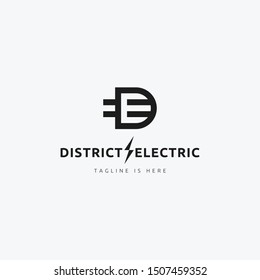 DE Letter Charger Logo, Concept Letter D + E + Icon Charger Unique Electric Symbol.