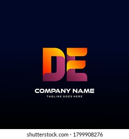 DE Letter initial Logo Vector With colorful, logo for media business