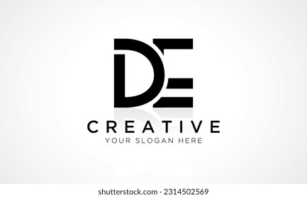 DE Letter Logo Design Vector Template. Alphabet Initial Letter DE Logo Design With Glossy Reflection Business Illustration.