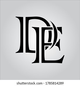 Logo de la letra DE con fondo blanco. El bonito logo de la letra negra.
