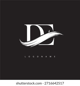 DE Letter Monogram Logo with Brush Stroke for Modern Brand Identity