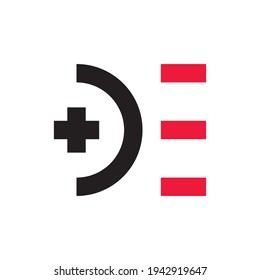 DE letter with Plus logo design vector