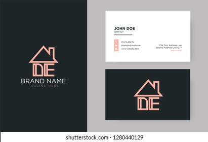 DE Letter Real Estate Logo Design - Real estate logo