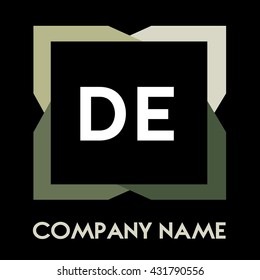 DE letters business logo creative  icon design template elements in abstract background logo, design identity in square with four colors, modern alphabet letters