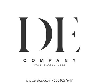 DE logo design. Initial letter d and e serif font style. Creative classic company name typography. Trendy logotype or identity. Vector illustration.