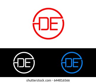 De Logo. Letter Design Vector with Red and Black Silver, Gold Colors

