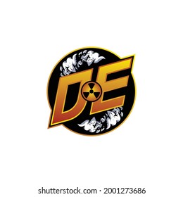 DE Logo Monogram Gaming with Gas Shape designs template vector icon modern
