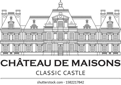 Château de Maisons vector with editable and removable lines