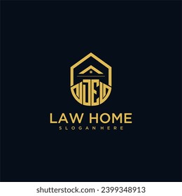 DE monogram initial logo for lawhome with shape home design