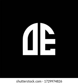 DE monogram logo with curve shape design template isolated on black background