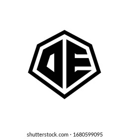 DE monogram logo with hexagon shape and line rounded style design template isolated on white background