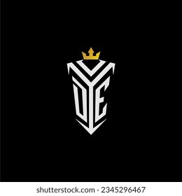 DE monogram logo initial for shield  crown style design