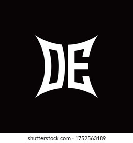 DE monogram logo with sharped shape design template isolated on black background