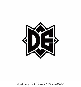 DE monogram logo with square rotate style outline design template