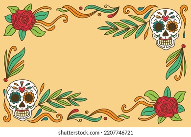 Día de Muertos Background with Hand Drawn Style