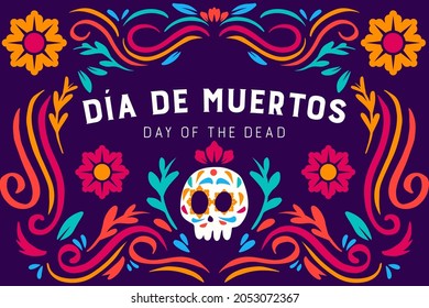 día de muertos. day of the dead. with hand drawn skull