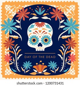 Día de Muertos (Day Of The Dead in Spanish) Marigold Wreath Composition - Copy Space